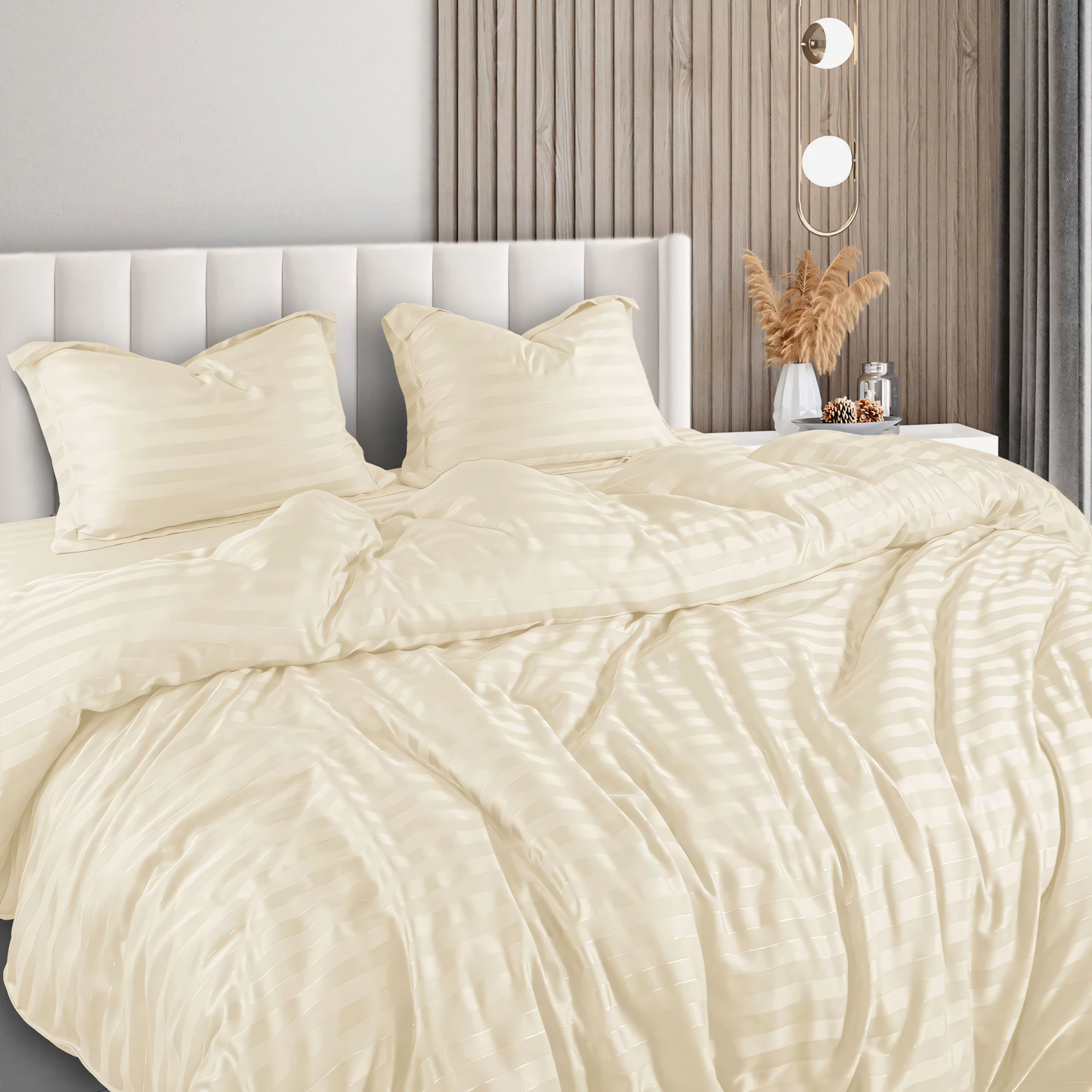 Pearl Stripe Design Bedsheet with Pillow Cover