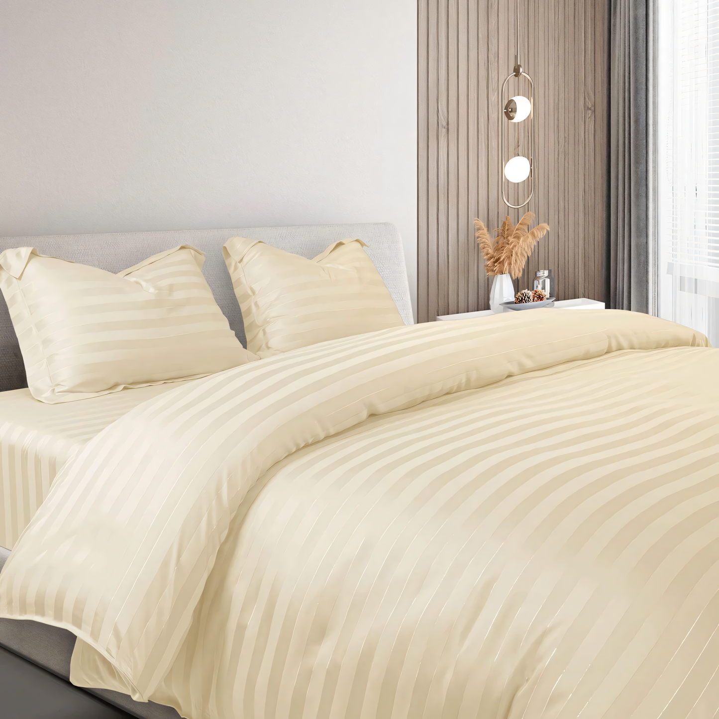 Pearl Stripe Design Bedsheet with Pillow Cover