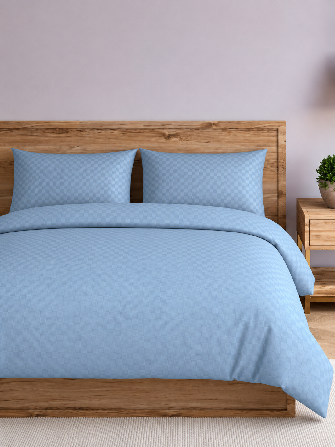 Slate Blue Dobby Checked Duvet Cover