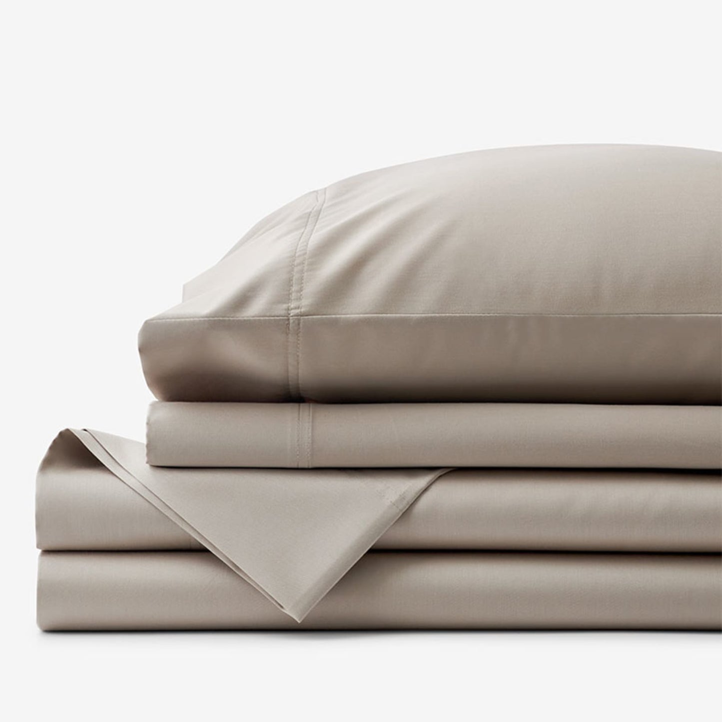 Beige Plain Bedsheet with Pillow Cover