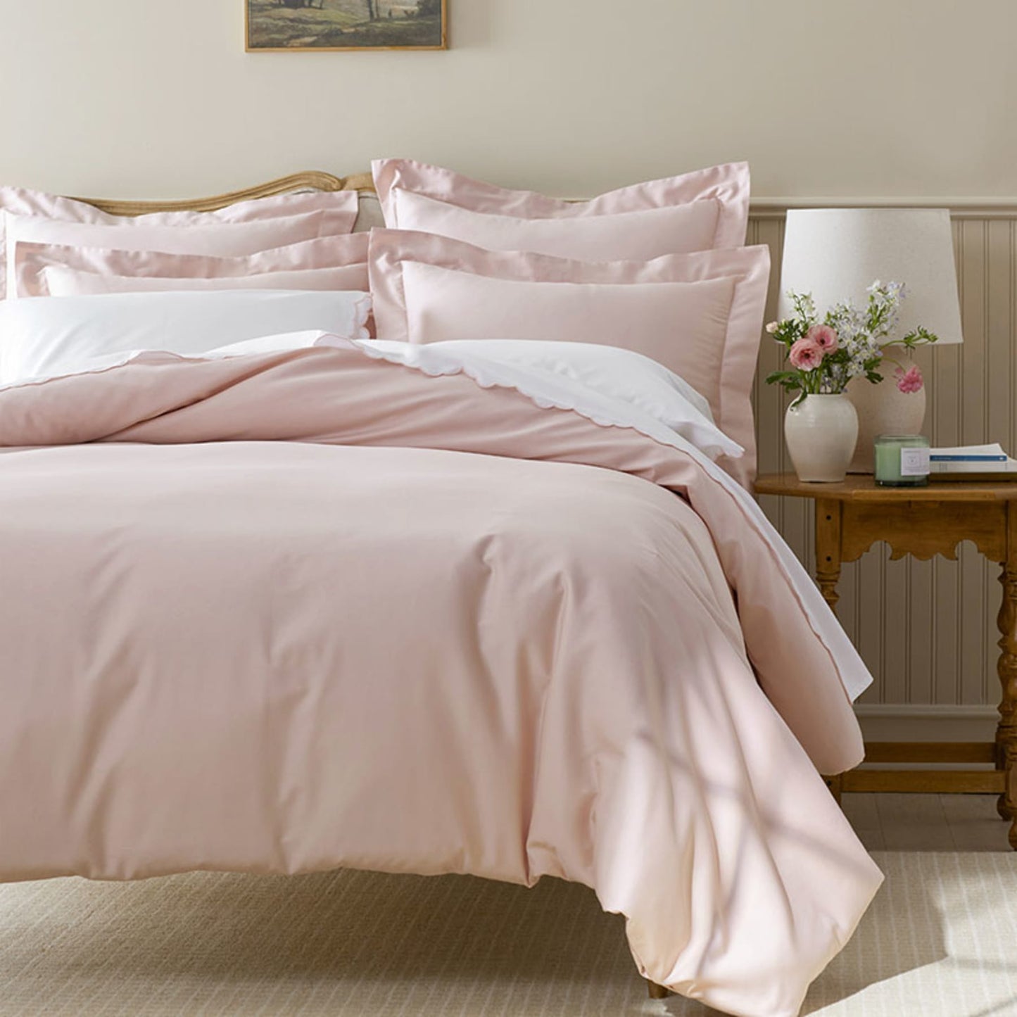 Blush Plain Bedsheet with Pillow Cover