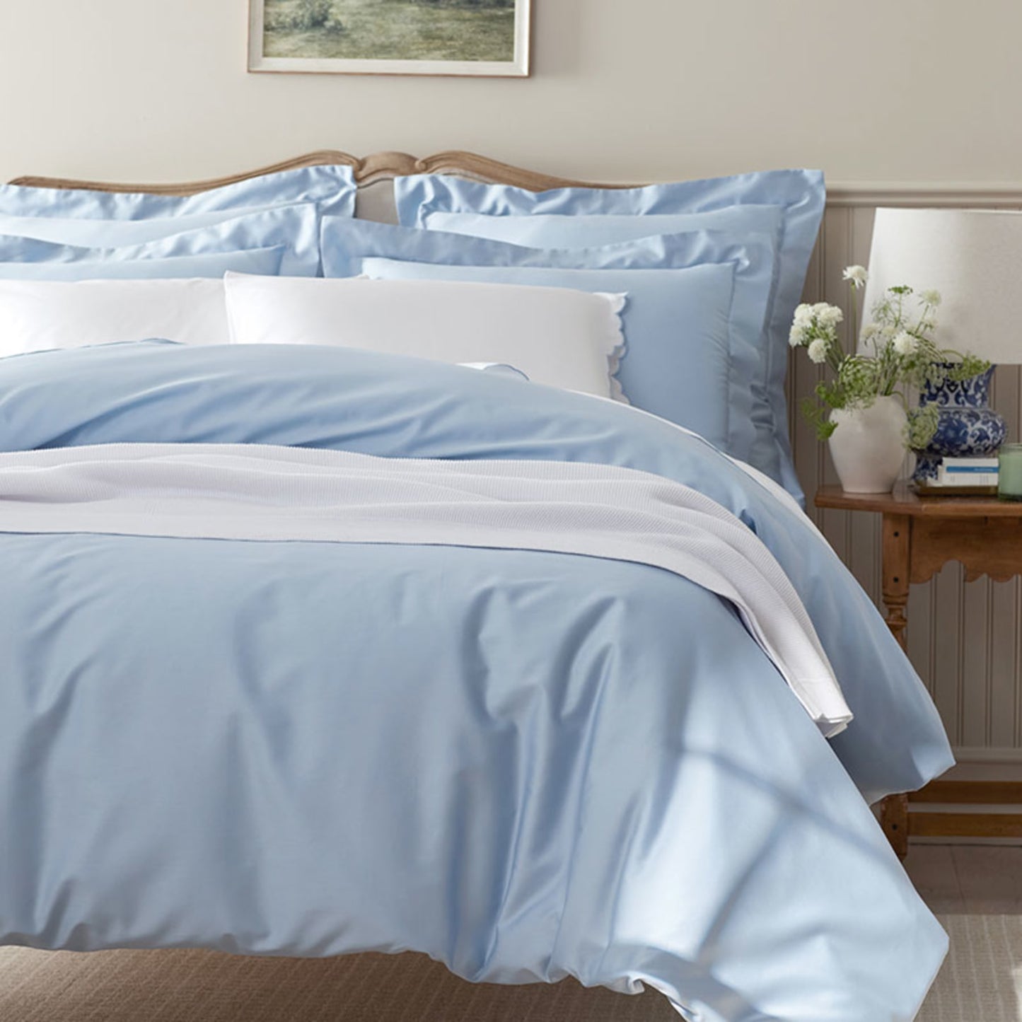 Slate Blue Plain Bedsheet with Pillow Cover