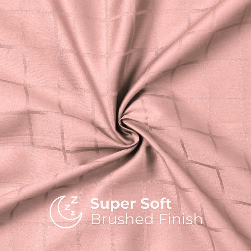 Dusty Rose Window Checked Bedsheet with Pillow Cover
