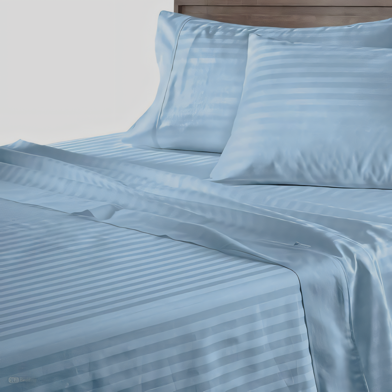 Slate Blue Stripe Design Bedsheet with Pillow Cover