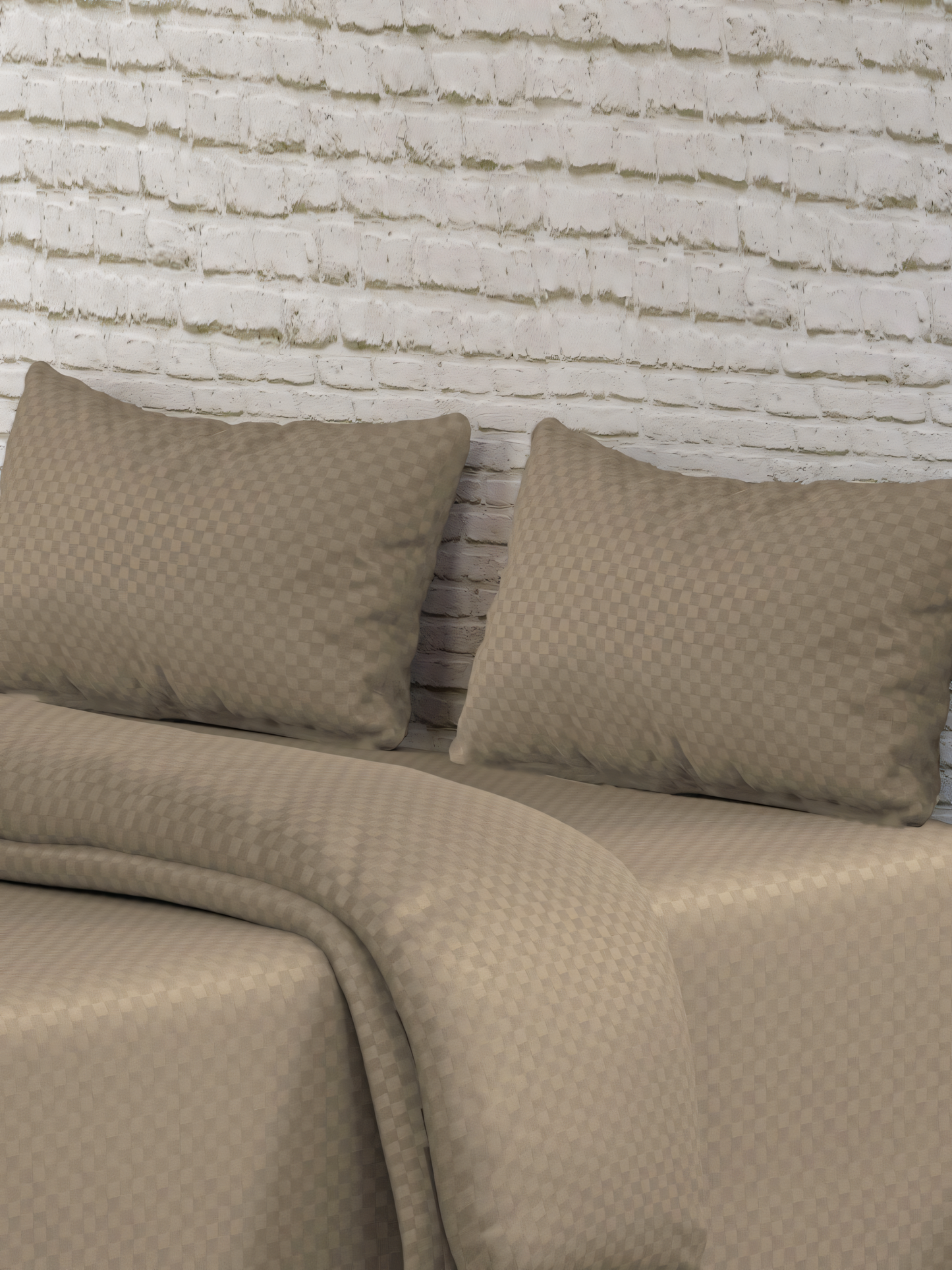 Smokey Dobby Checked Bedsheet with Pillow Cover