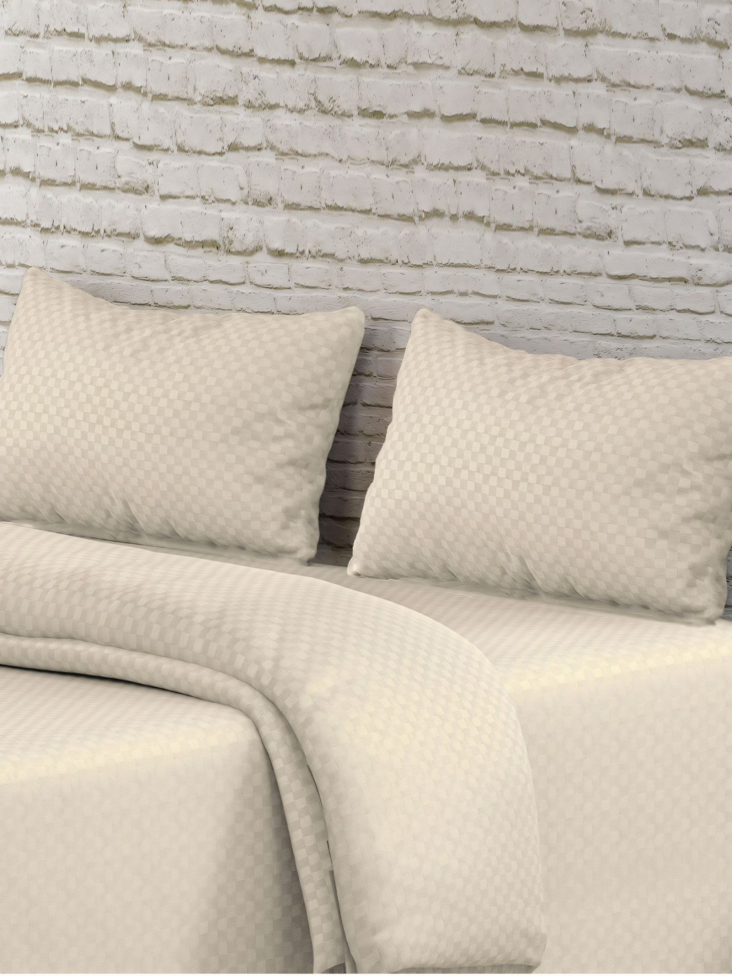 Pearl Dobby Checked Bedsheet with Pillow Cover