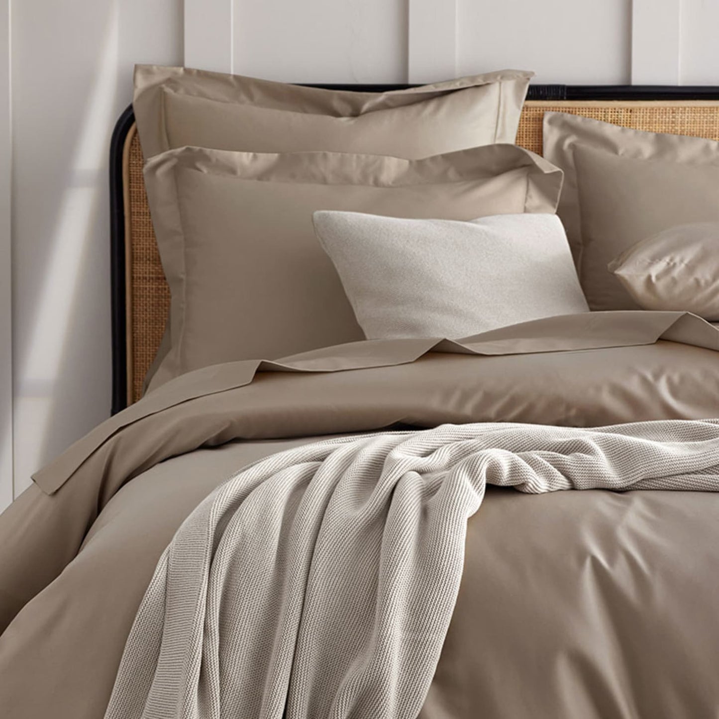 Beige Plain Bedsheet with Pillow Cover