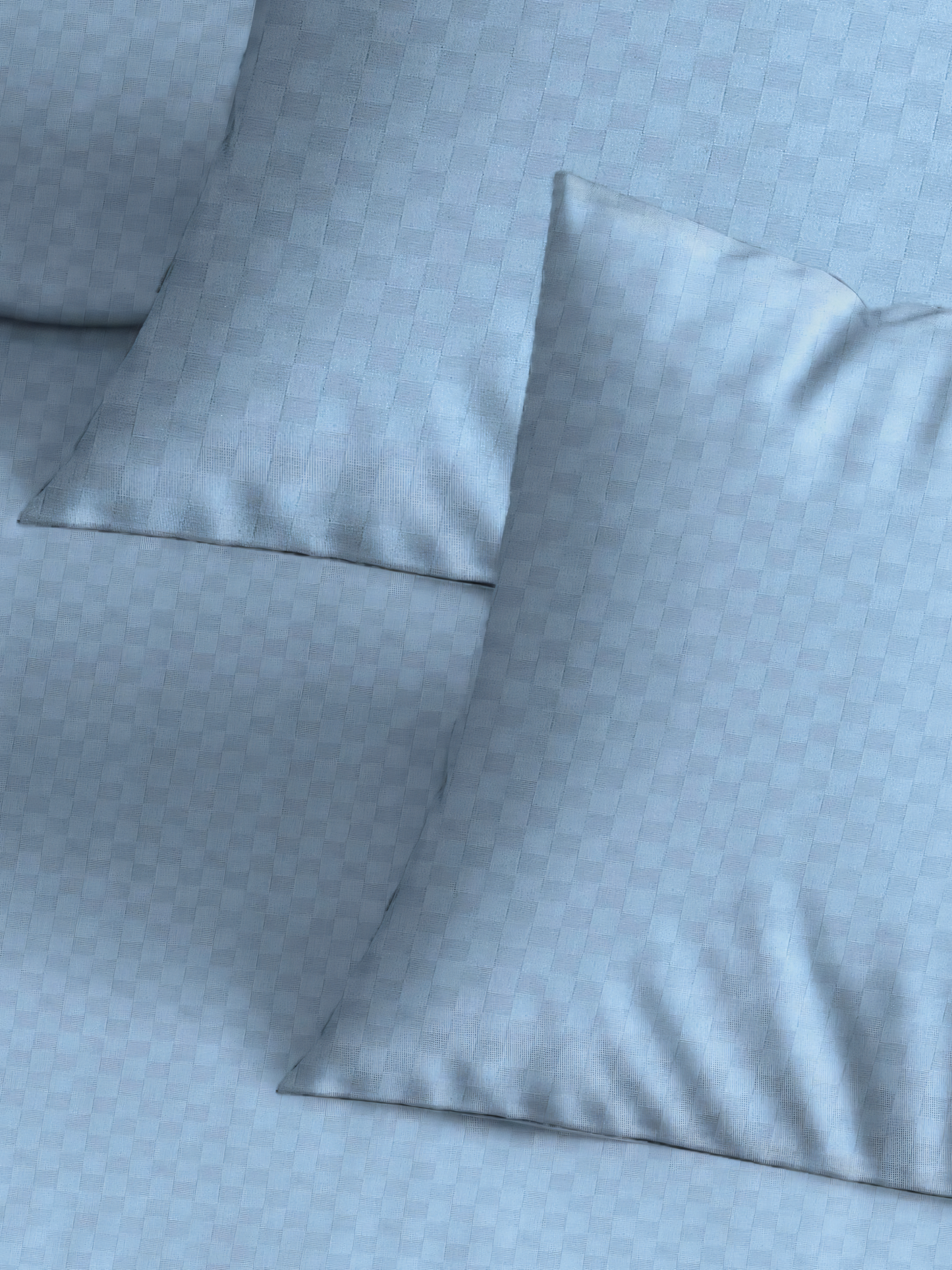 Slate Blue Dobby Checked Bedsheet with Pillow Cover