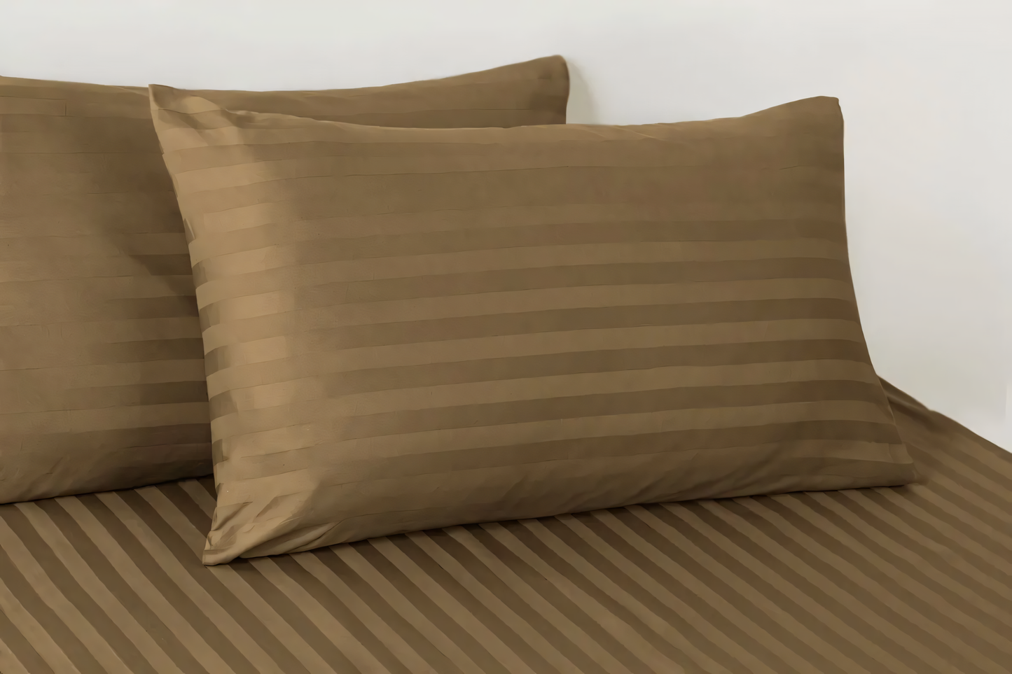 Taupe Stripe Design Bedsheet with Pillow Cover