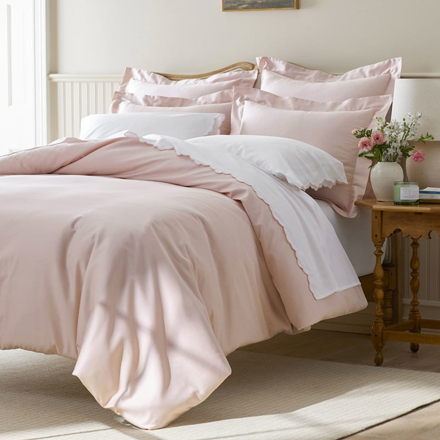 Blush Plain Bedsheet with Pillow Cover
