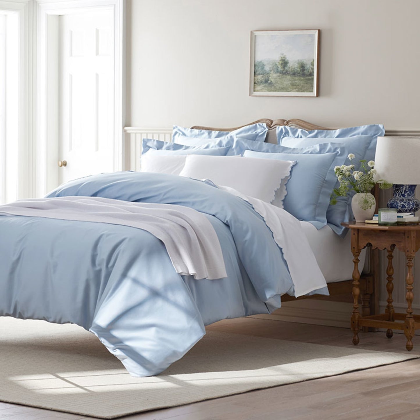 Slate Blue Plain Bedsheet with Pillow Cover