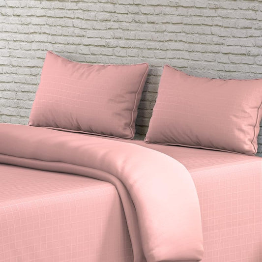 Dusty Rose Window Checked Bedsheet with Pillow Cover