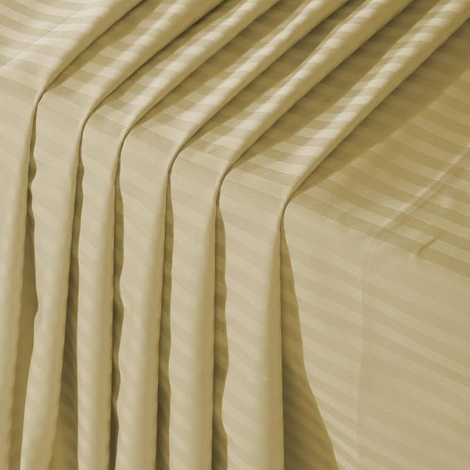 Beige Stripe Design Bedsheet with Pillow Cover