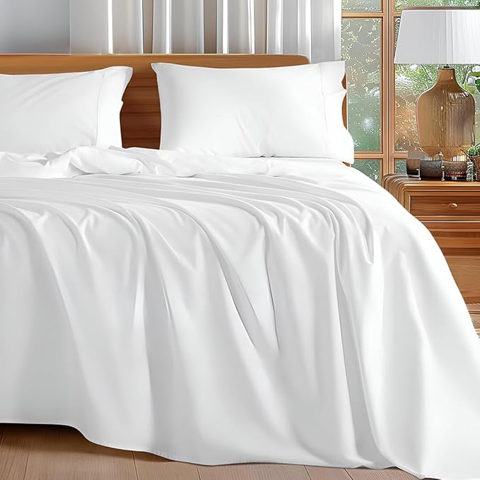 Plain White Bedsheet with Pillow Cover