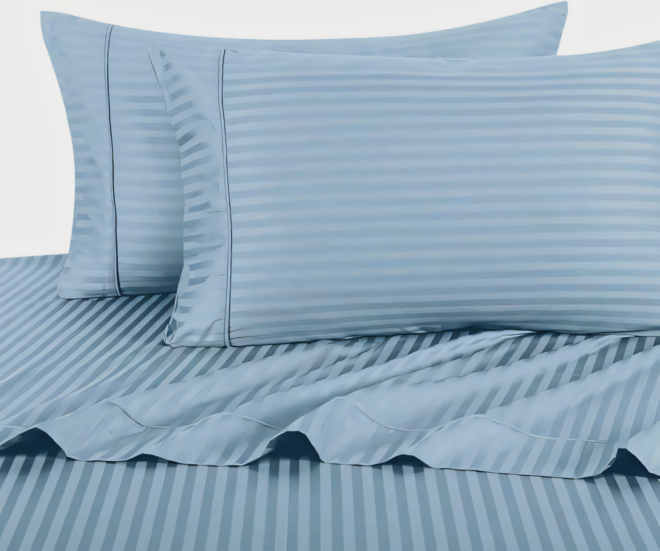 Slate Blue Stripe Design Bedsheet with Pillow Cover