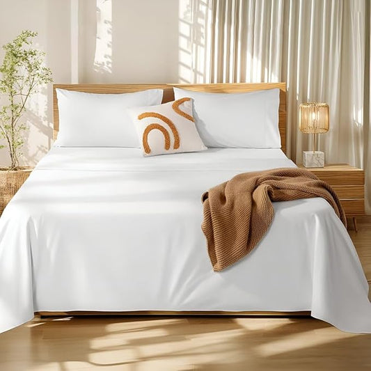 Plain White Bedsheet with Pillow Cover
