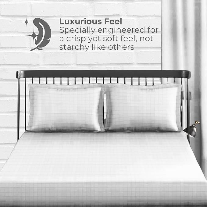 Ivory Window Checked Bedsheet with Pillow Cover