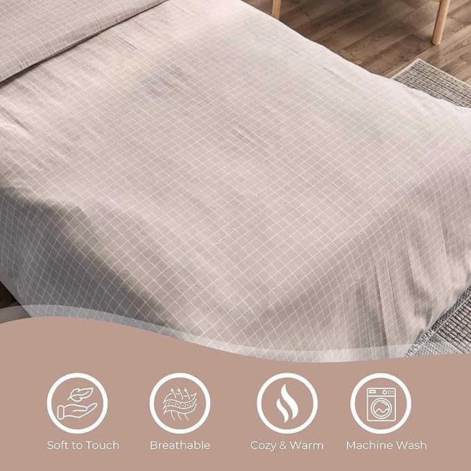 Pearl Window Checked Bedsheet with Pillow Cover
