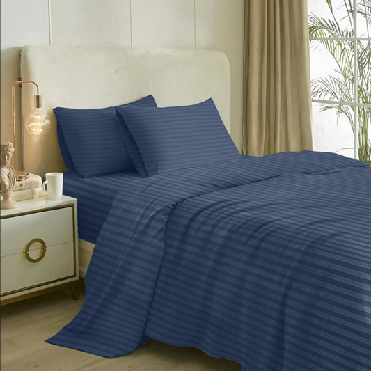 Mediterranean Blue Stripe design Bedsheet with Pillow Cover