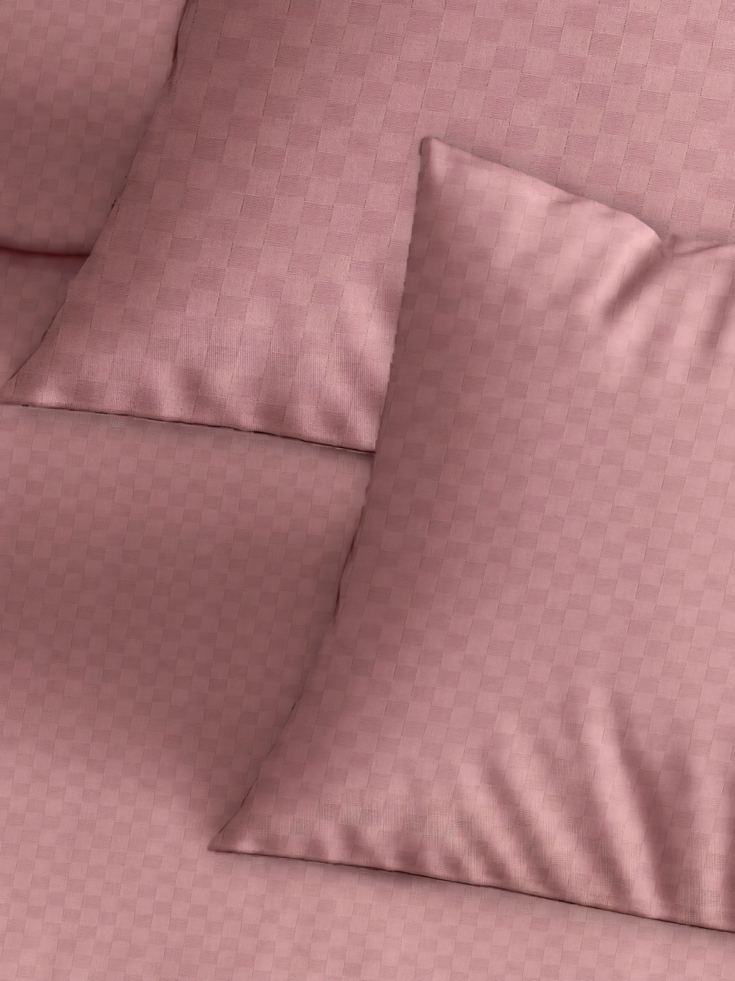 Dusty Rose Dobby Checked Bedsheet with Pillow Cover