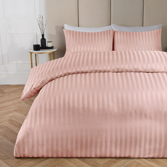 Apricot Stripe Design Bedsheet with Pillow Cover