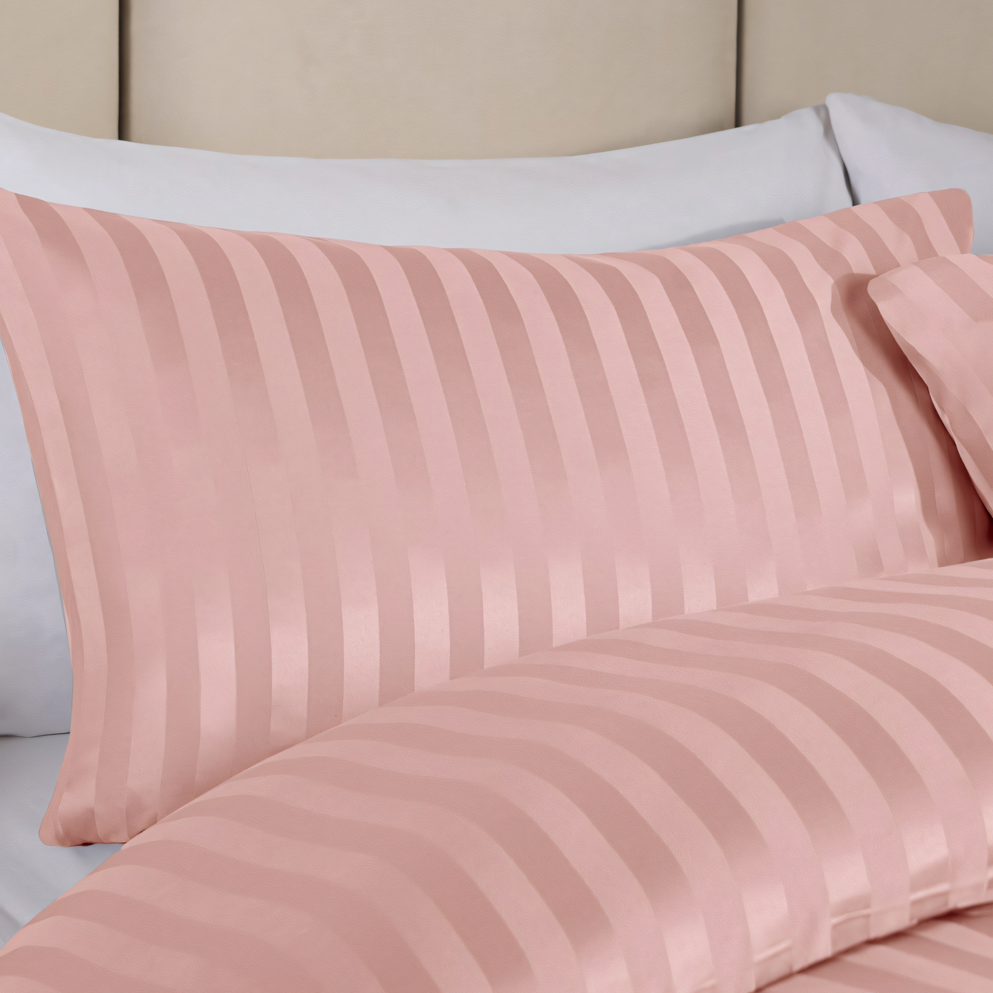 Apricot Stripe Design Bedsheet with Pillow Cover