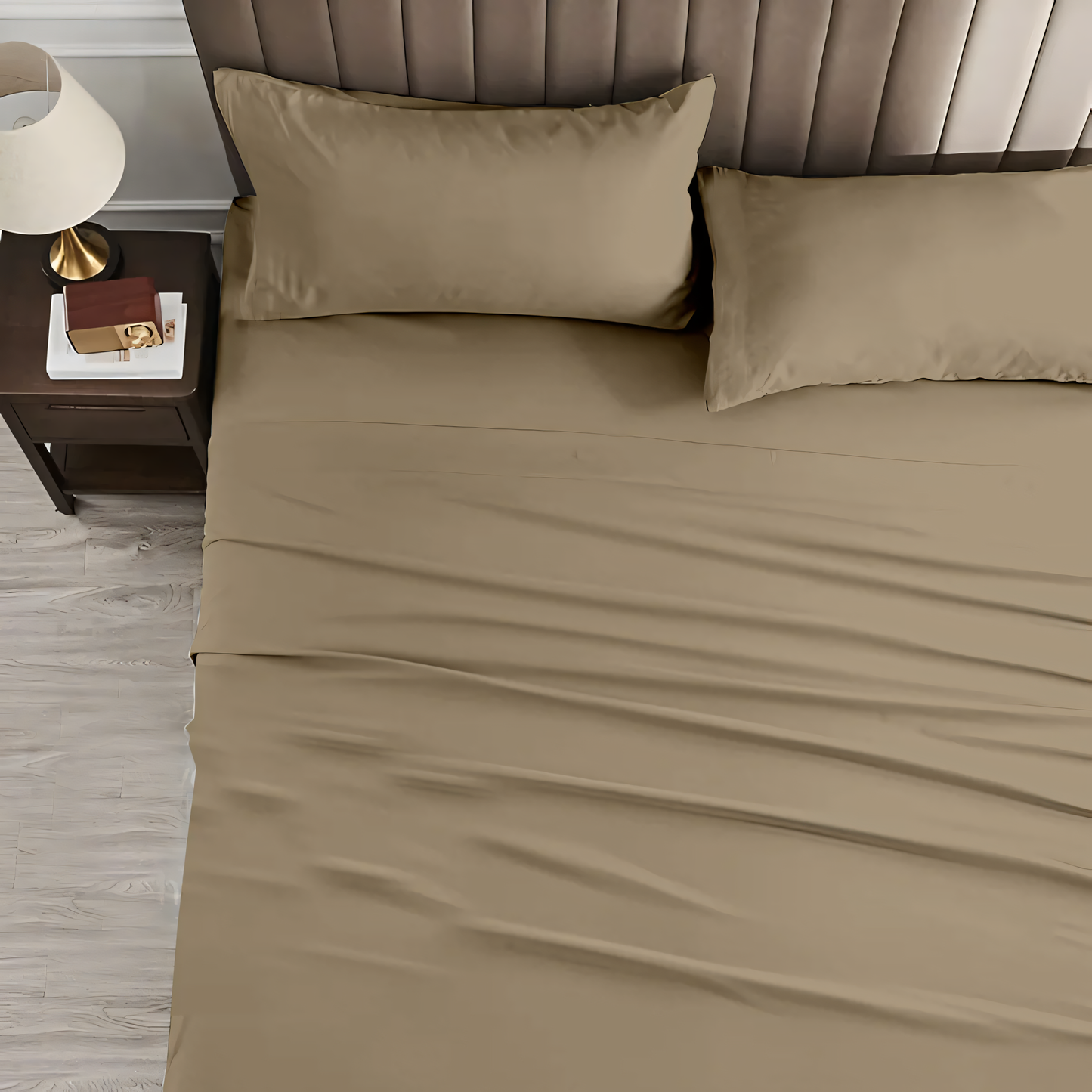 Khaki Plain Bedsheet with Pillow Cover