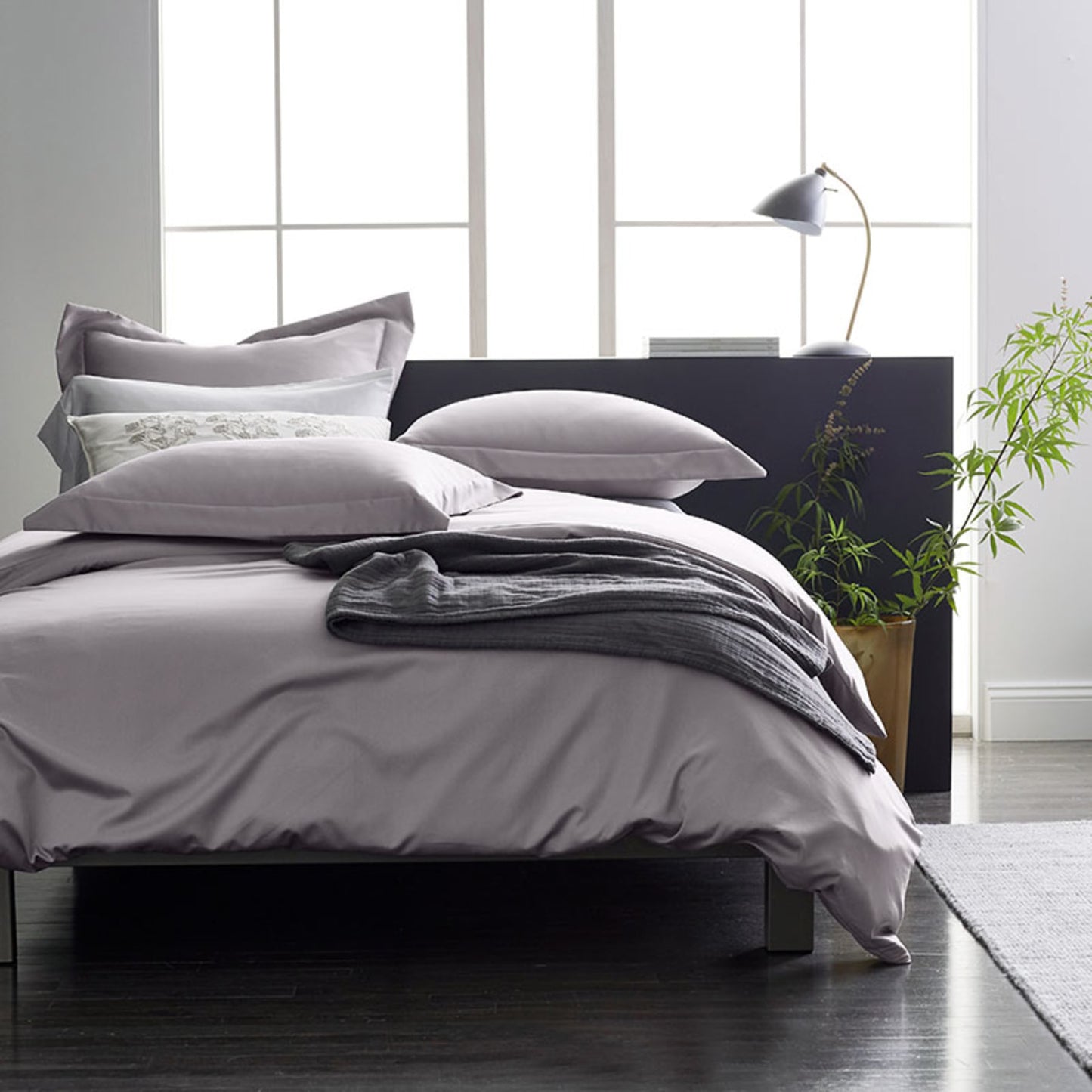 Silver Grey Plain Bedsheet with Pillow Cover