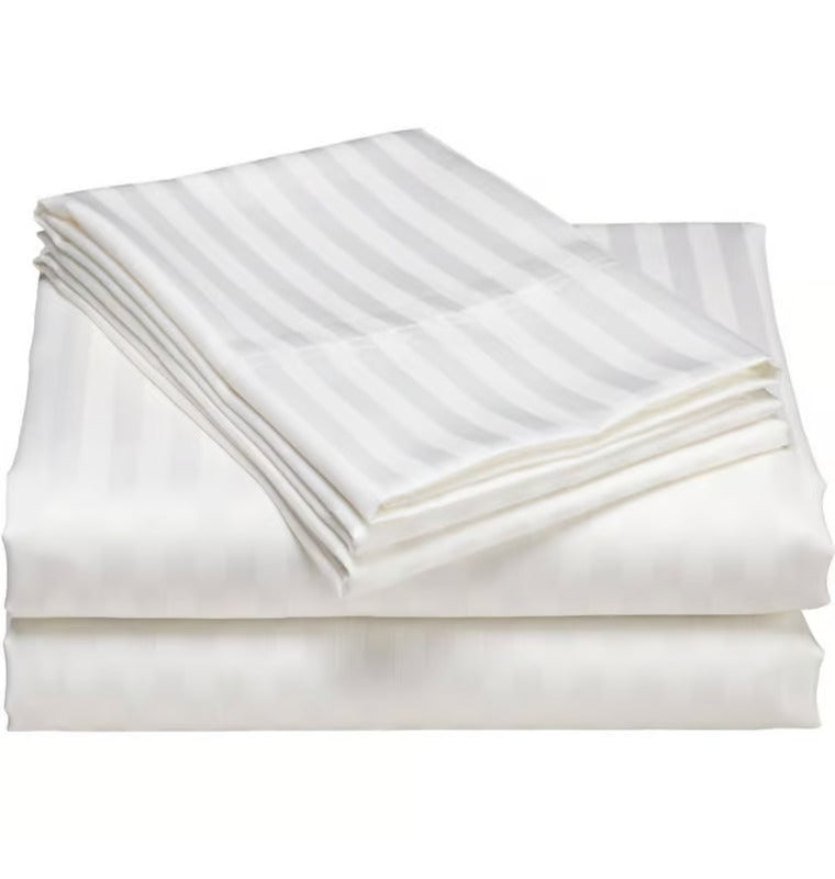 White Stripe Design Bedsheet with Pillow Cover